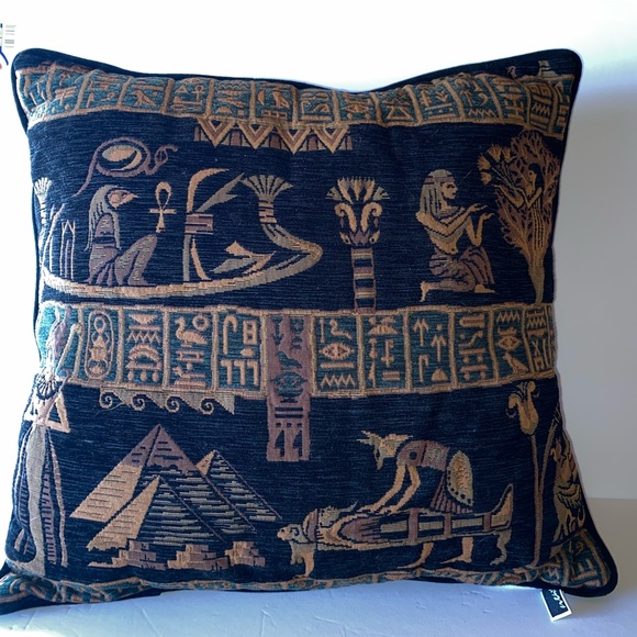 Vintage 90s 2pc Egyptian Tapestry Accent Pillows - Picture 7 of 10
